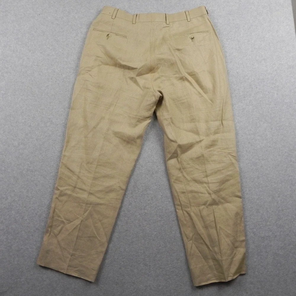 Brooks Brothers Pants Mens 35x29 346 Linen Dress Suit Chino Flat Front Tan Khaki